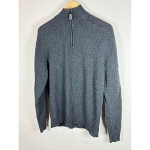 Men’s Jos. A Banks Lambs Wool Blend Quarter zip sweater Gray Preppy Medium